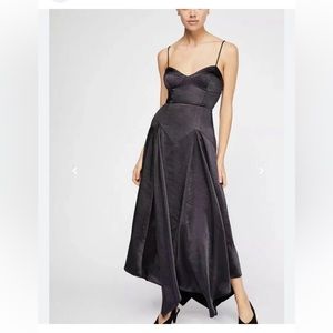 Fame and Partners the Dea Black Asymmetrical Dress with Winged Detail on Hip NWT